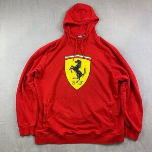 Puma Ferrari Men Sweater 2XL Red Hoodie Long Sleeve Big Logo Luxury Cars Italian